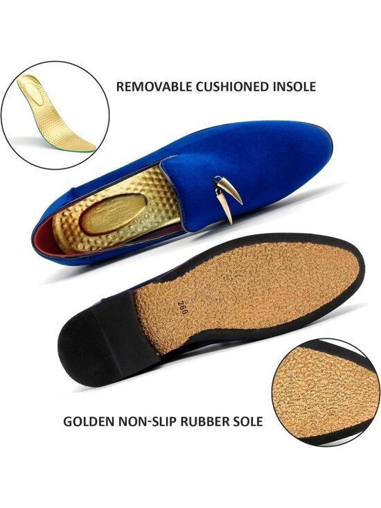 Men\'s Royal Blue Velvet Penny Loafer Slip On Comfortable Party Classic Shoes